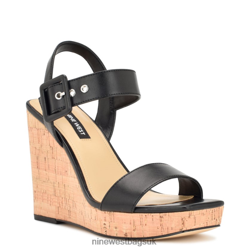 Nine West Courts Wedge Sandals RFX40B766 - Nine West Sandals UK Black