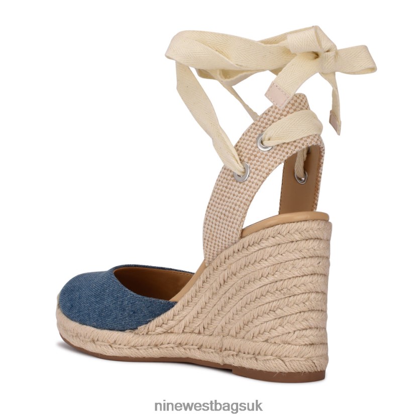 Nine West Friend Ankle Wrap Espadrille Wedge Sandals RFX40B792 - Nine West Bags UK Blue Denim Fabric