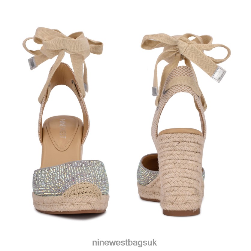 Nine West Friend Ankle Wrap Espadrille Wedge Sandals RFX40B796 - Nine West Bags UK Grey Shimmer Suede
