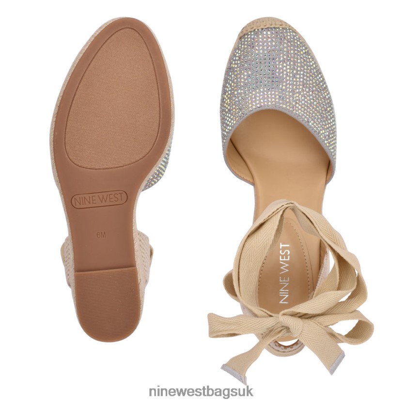 Nine West Friend Ankle Wrap Espadrille Wedge Sandals RFX40B796 - Nine West Bags UK Grey Shimmer Suede