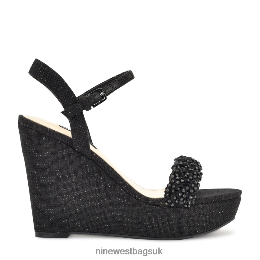 Nine West Halora Wedge Sandals RFX40B758 - Nine West Sandals UK Black