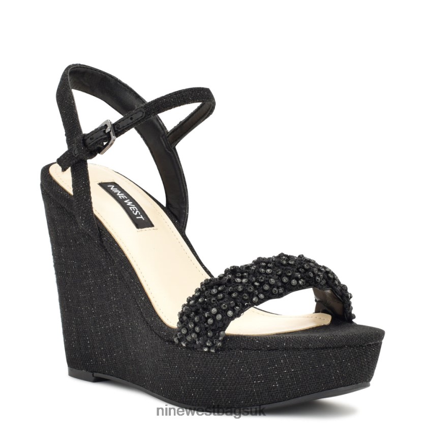 Nine West Halora Wedge Sandals RFX40B758 - Nine West Sandals UK Black