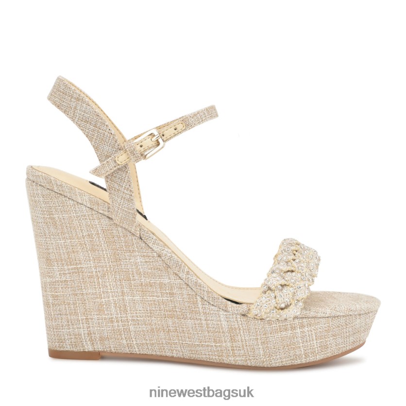 Nine West Halora Wedge Sandals RFX40B759 - Nine West UK Sale Light Natural