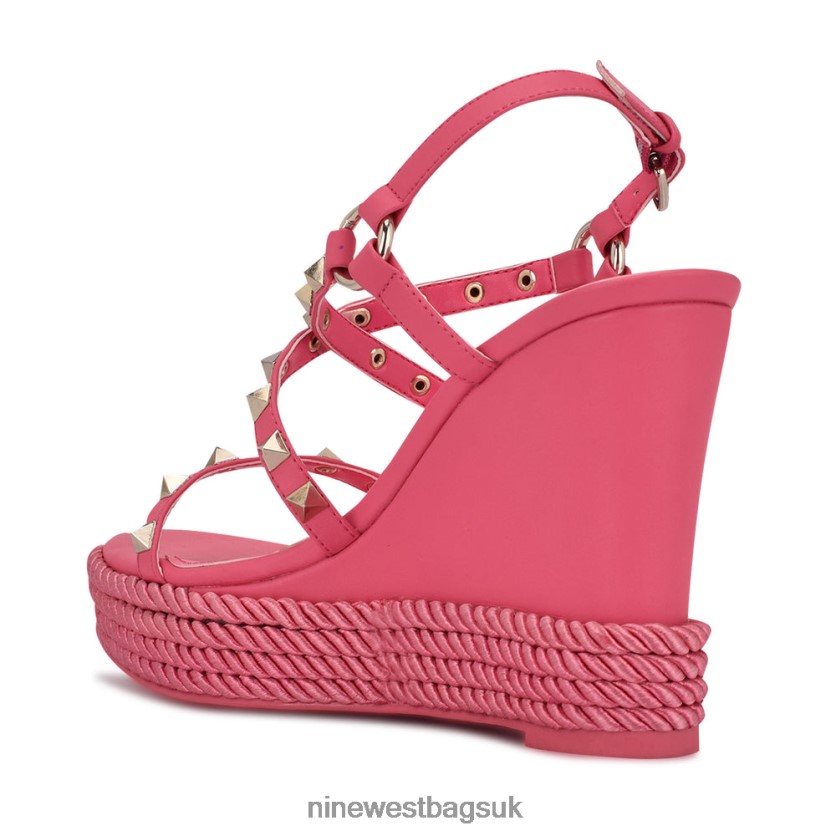 Nine West Harte Studded Espadrille Wedge Sandals RFX40B784 - Nine West Bags UK Wow Pink