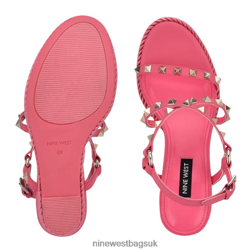 Nine West Harte Studded Espadrille Wedge Sandals RFX40B784 - Nine West Bags UK Wow Pink