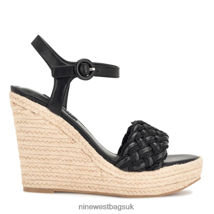 Nine West Hosana Espadrille Wedge Sandals RFX40B746 - Nine West Sandals UK Black
