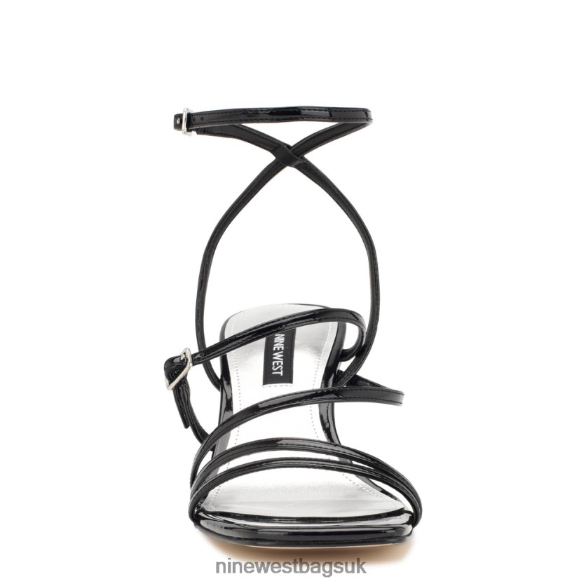 Nine West Keamer Ankle Strap Wedge Sandals RFX40B1130 - Nine West Sandals UK Black Patent