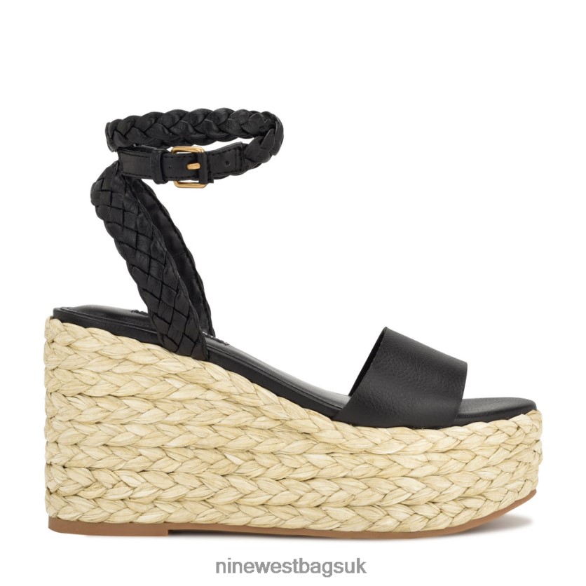 Nine West Keily Espadrille Wedge Sandals RFX40B754 - Nine West Sandals UK Black