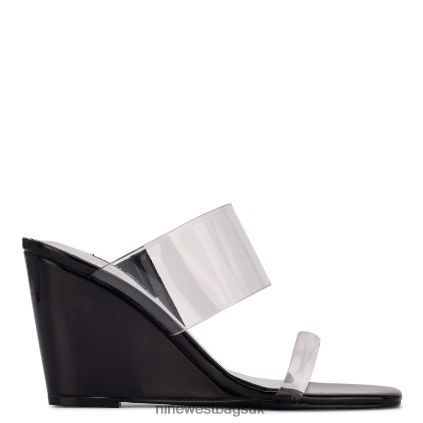 Nine West Nats Wedge Sandals RFX40B1914 - Nine West Sandals UK Clear/Black