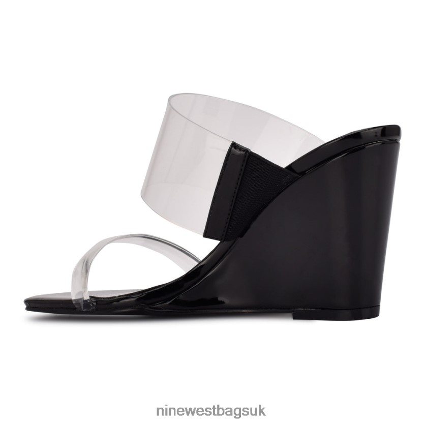 Nine West Nats Wedge Sandals RFX40B731 - Nine West UK Sale Clear/Black