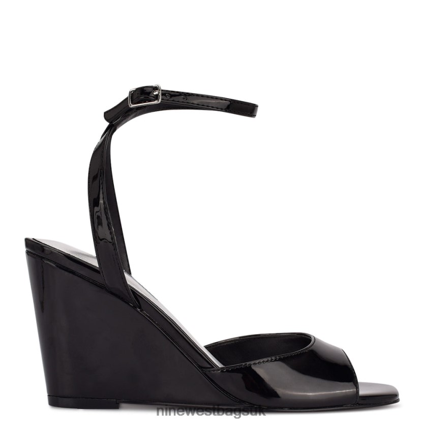 Nine West Nevr Ankle Strap Wedge Sandals RFX40B789 - Nine West UK Black