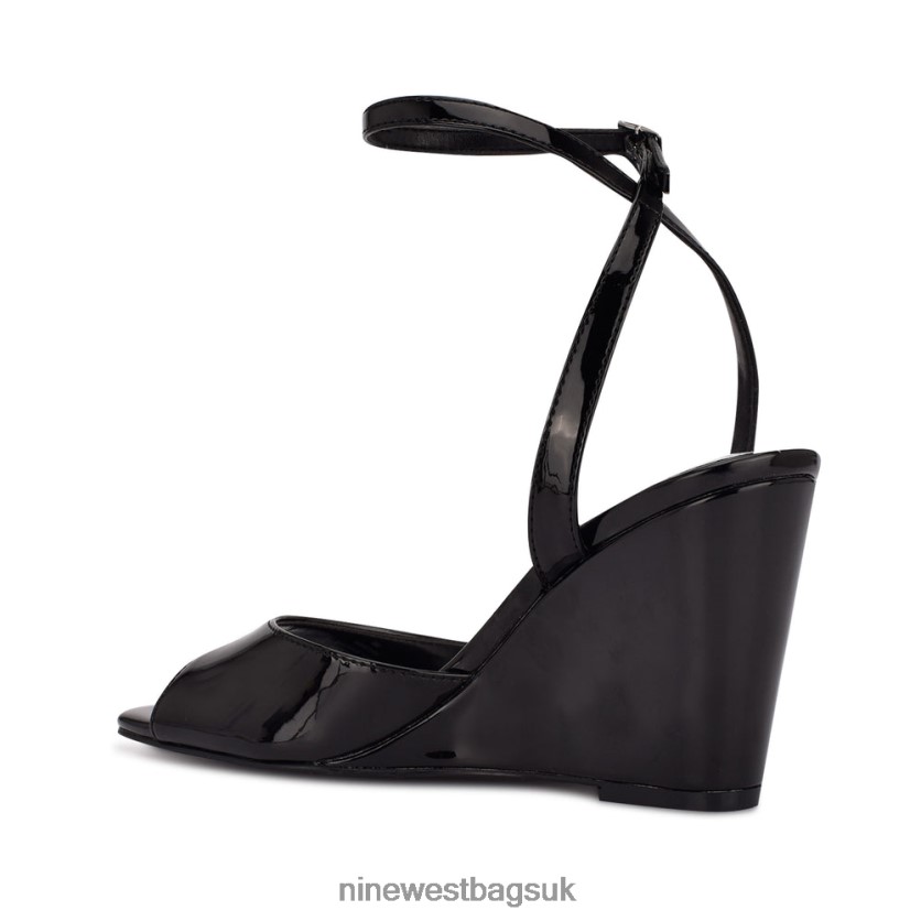 Nine West Nevr Ankle Strap Wedge Sandals RFX40B789 - Nine West UK Black