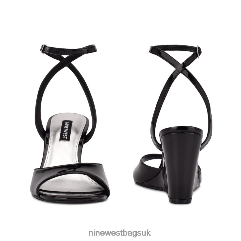 Nine West Nevr Ankle Strap Wedge Sandals RFX40B789 - Nine West UK Black