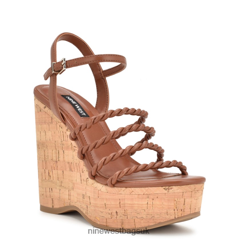 Nine West Renest Ankle Strap Wedge Sandals RFX40B761 - Nine West UK Brown