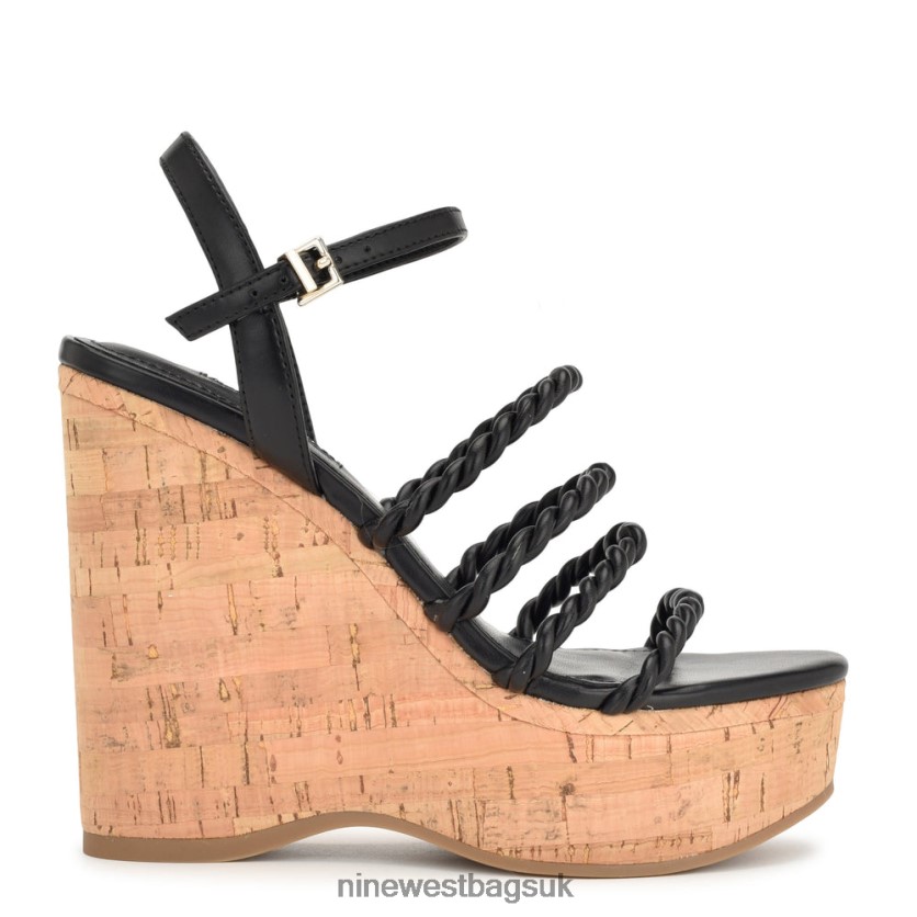 Nine West Renest Ankle Strap Wedge Sandals RFX40B762 - Nine West Sandals UK Black