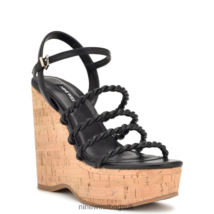 Nine West Renest Ankle Strap Wedge Sandals RFX40B762 - Nine West Sandals UK Black