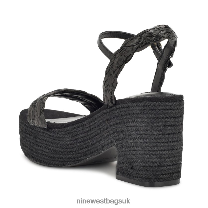 Nine West Rivva Heeled Espadrille Sandals RFX40B757 - Nine West UK Black Raffia