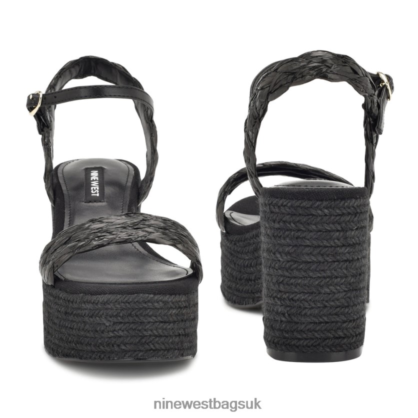 Nine West Rivva Heeled Espadrille Sandals RFX40B757 - Nine West UK Black Raffia