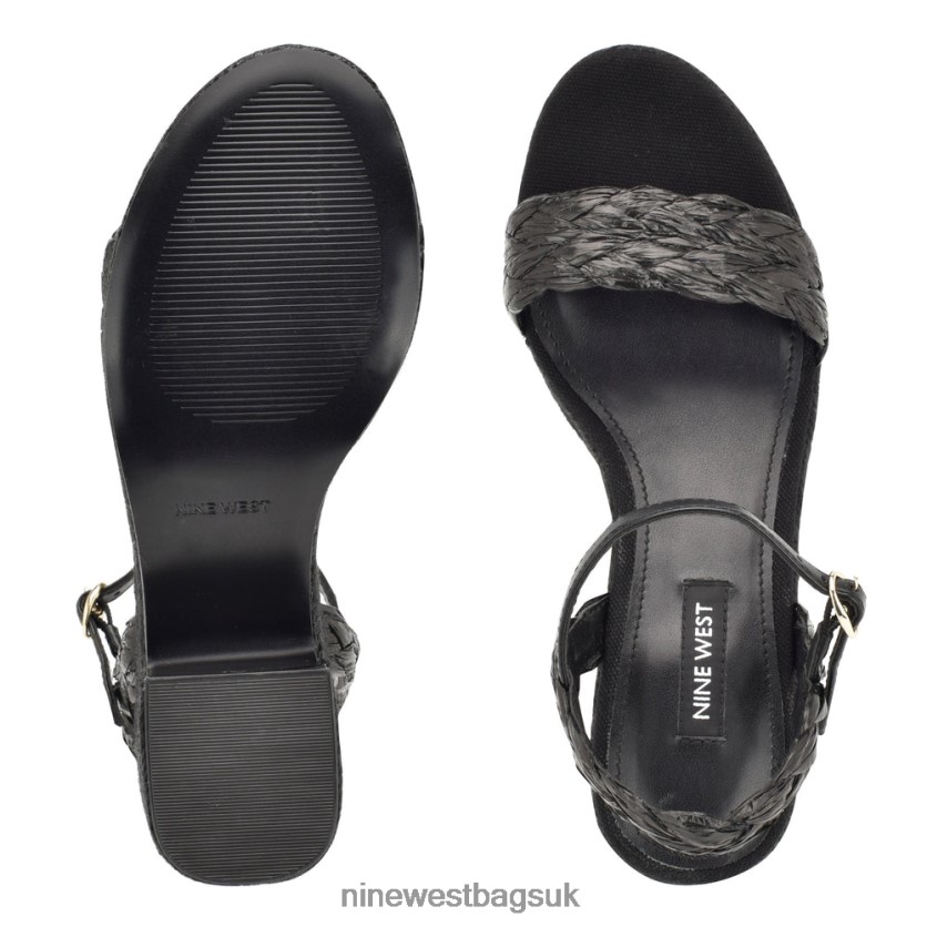 Nine West Rivva Heeled Espadrille Sandals RFX40B757 - Nine West UK Black Raffia