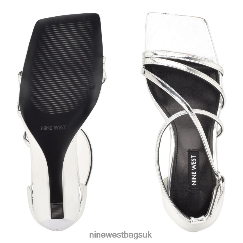 Nine West Rolga Wedge Sandals RFX40B770 - Nine West Sandals UK Silver Mirror Metallic