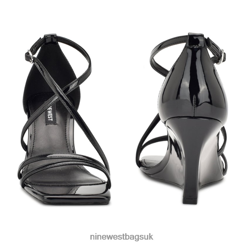 Nine West Rolga Wedge Sandals RFX40B771 - Nine West UK Sale Black Patent