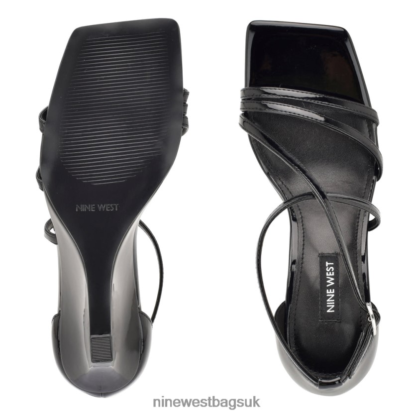 Nine West Rolga Wedge Sandals RFX40B771 - Nine West UK Sale Black Patent