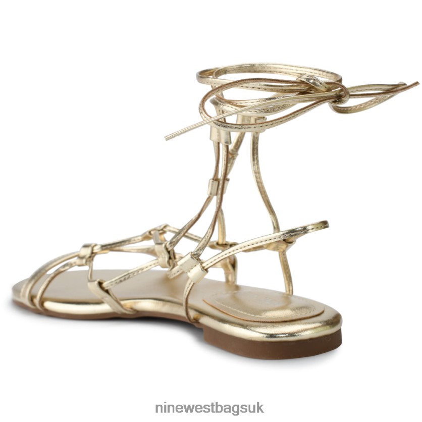 Nine West Button Ankle Wrap Flat Sandals RFX40B65 - Nine West UK Platino