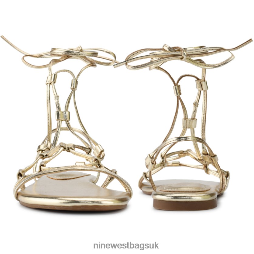 Nine West Button Ankle Wrap Flat Sandals RFX40B65 - Nine West UK Platino