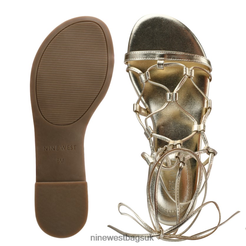 Nine West Button Ankle Wrap Flat Sandals RFX40B65 - Nine West UK Platino