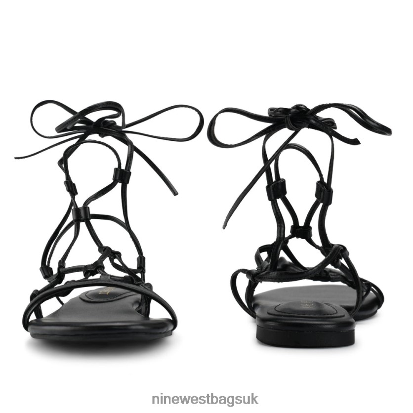 Nine West Button Ankle Wrap Flat Sandals RFX40B66 - Nine West Sandals UK Black