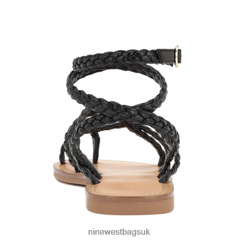 Nine West Coralin Ankle Wrap Flat Sandals RFX40B12 - Nine West Bags UK Black Woven