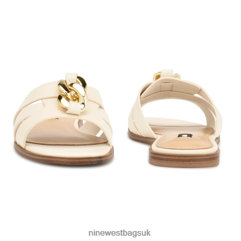 Nine West Ganlee Flat Slide Sandals RFX40B55 - Nine West UK Sale Chic Cream