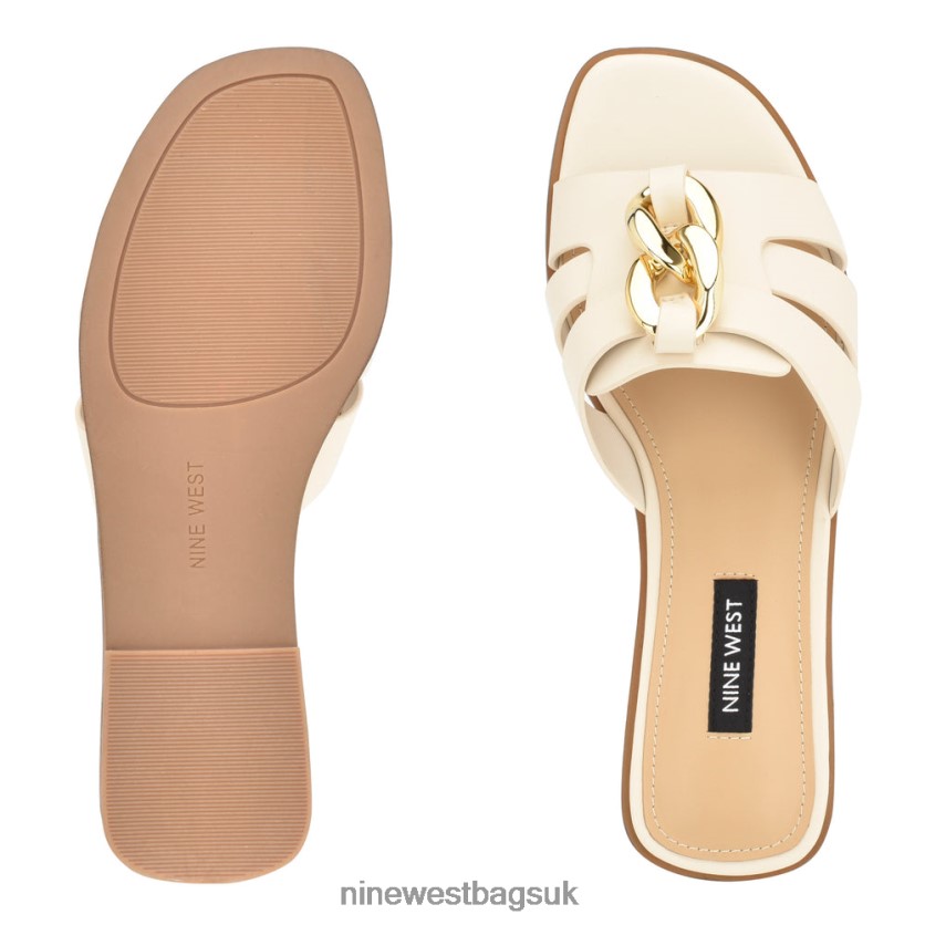 Nine West Ganlee Flat Slide Sandals RFX40B55 - Nine West UK Sale Chic Cream