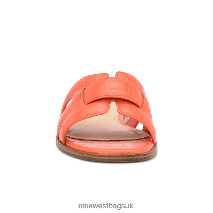 Nine West Germani Flat Slide Sandals RFX40B29 - Nine West UK Orange Croco