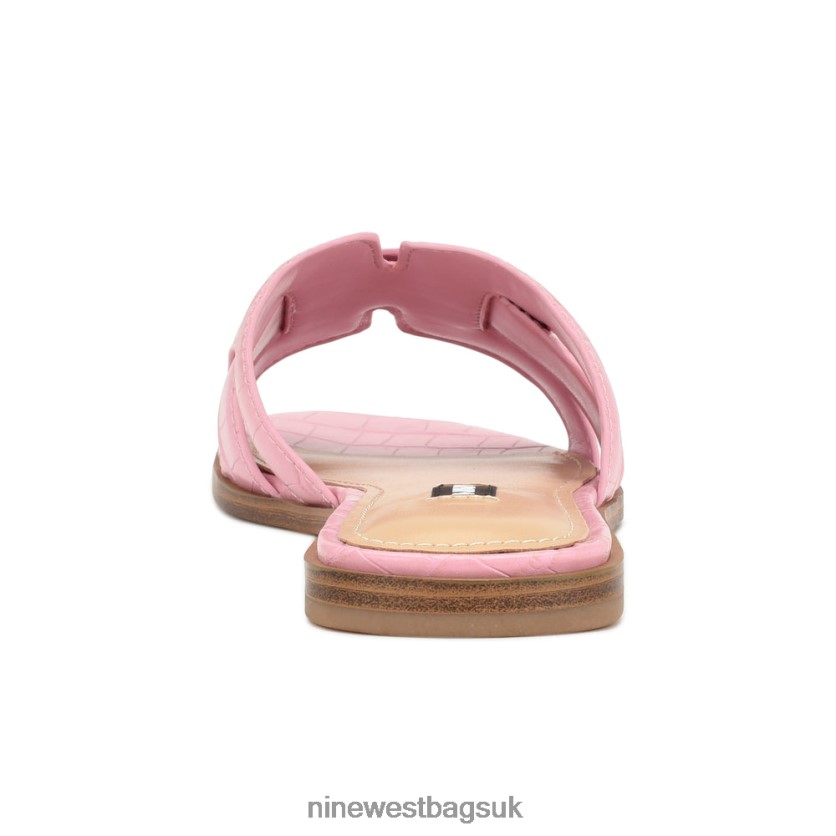 Nine West Germani Flat Slide Sandals RFX40B30 - Nine West Sandals UK Medium Pink Croco