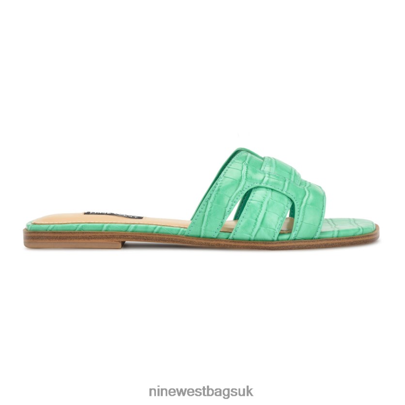Nine West Germani Flat Slide Sandals RFX40B31 - Nine West UK Sale Green Croco