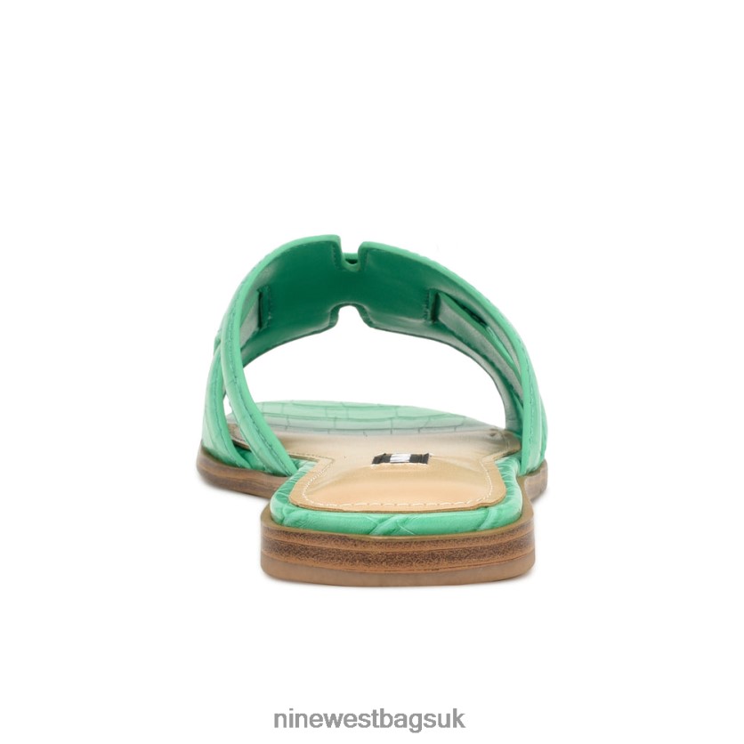 Nine West Germani Flat Slide Sandals RFX40B31 - Nine West UK Sale Green Croco