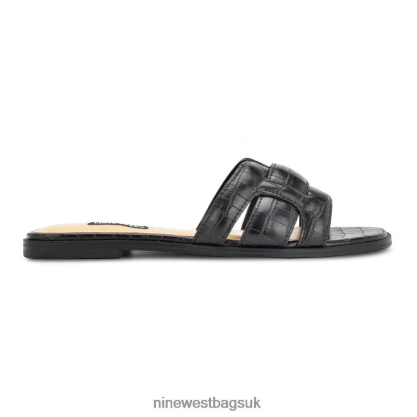 Nine West Germani Flat Slide Sandals RFX40B32 - Nine West Bags UK Jet Black