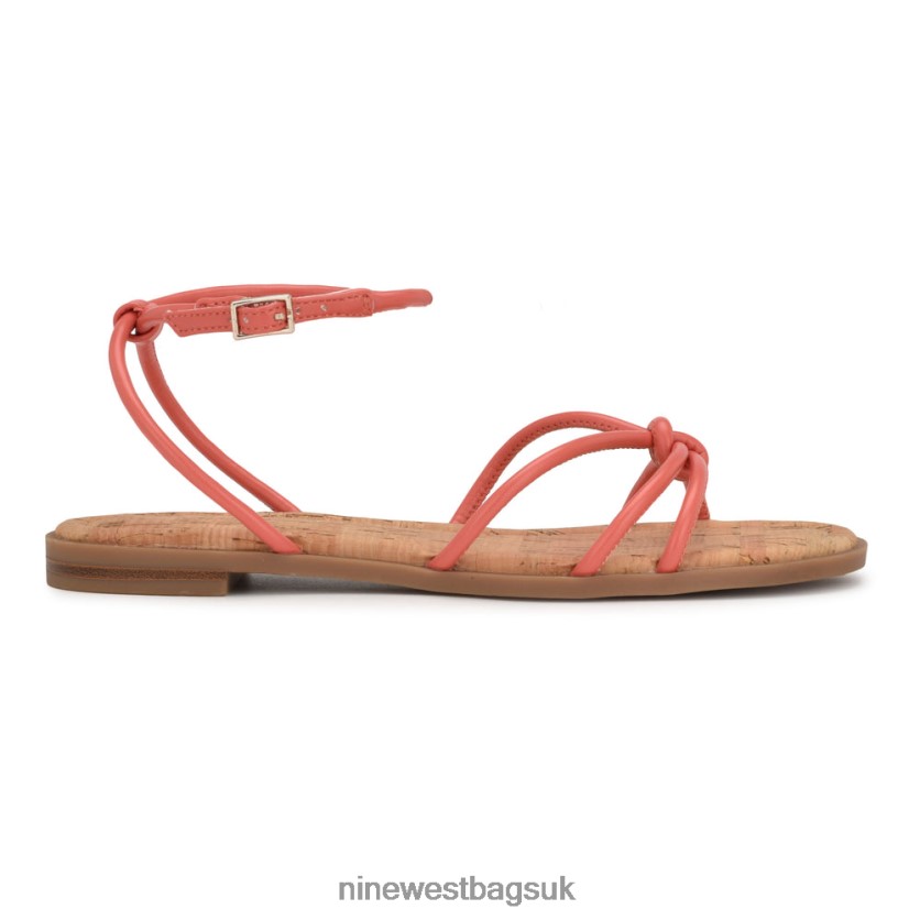 Nine West Hanklee Ankle Strap Flat Sandals RFX40B1071 - Nine West UK Sale Coral