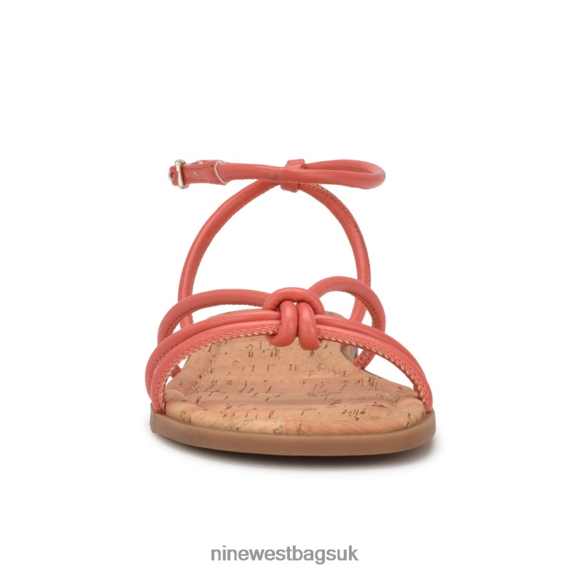 Nine West Hanklee Ankle Strap Flat Sandals RFX40B1071 - Nine West UK Sale Coral