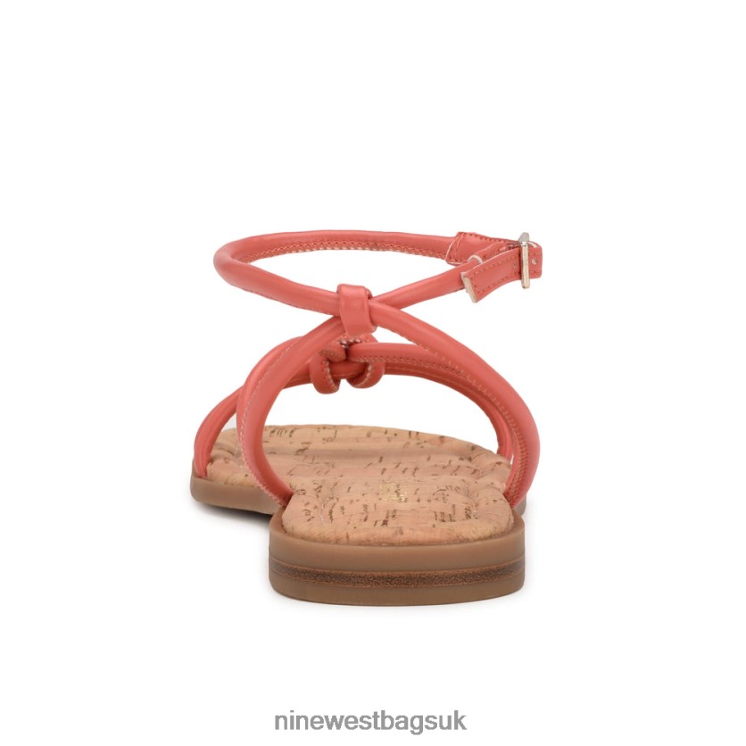 Nine West Hanklee Ankle Strap Flat Sandals RFX40B1071 - Nine West UK Sale Coral