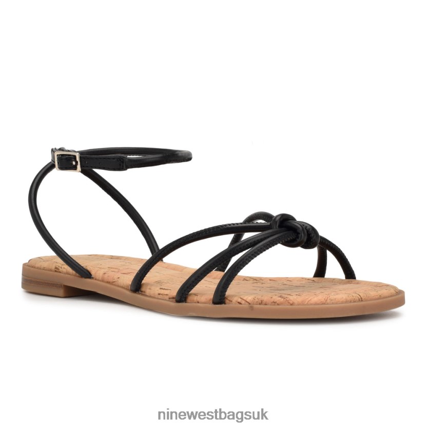 Nine West Hanklee Ankle Strap Flat Sandals RFX40B1072 - Nine West Bags UK Black