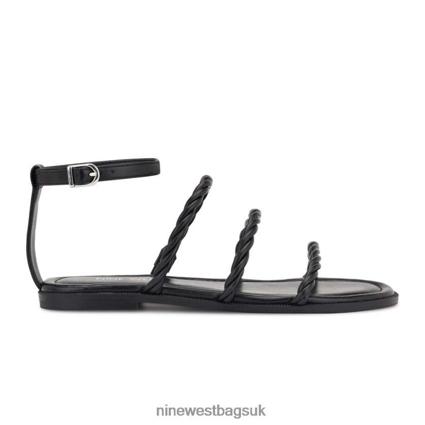 Nine West Ipster Ankle Strap Flat Sandals RFX40B27 - Nine West UK Sale Black