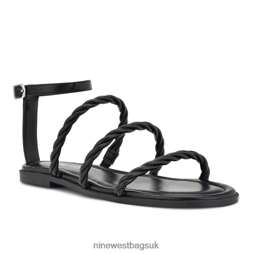 Nine West Ipster Ankle Strap Flat Sandals RFX40B27 - Nine West UK Sale Black