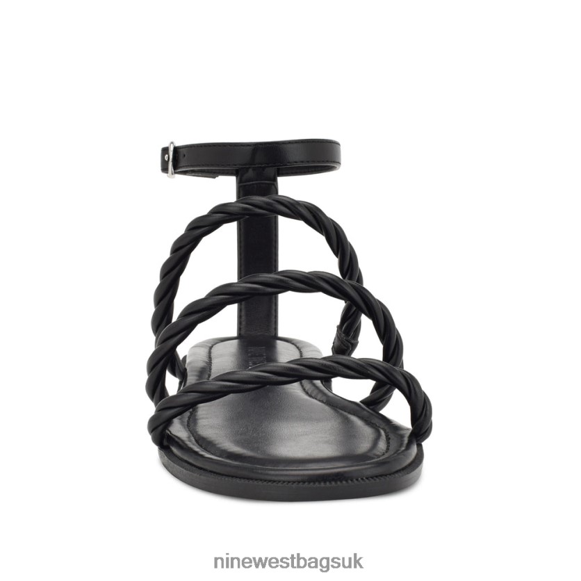 Nine West Ipster Ankle Strap Flat Sandals RFX40B27 - Nine West UK Sale Black