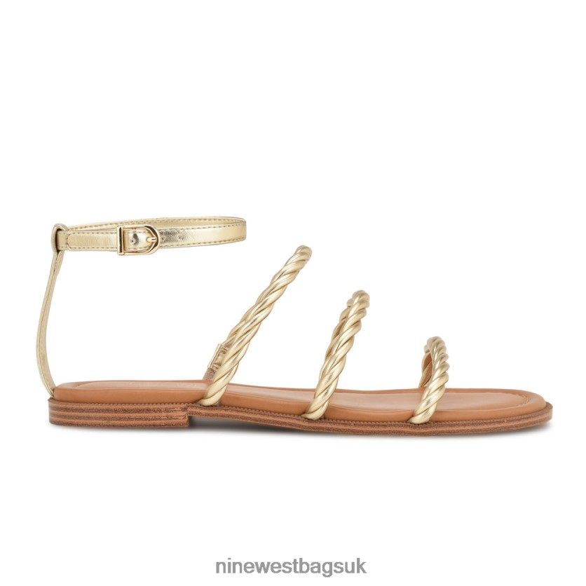 Nine West Ipster Ankle Strap Flat Sandals RFX40B28 - Nine West Bags UK Gold