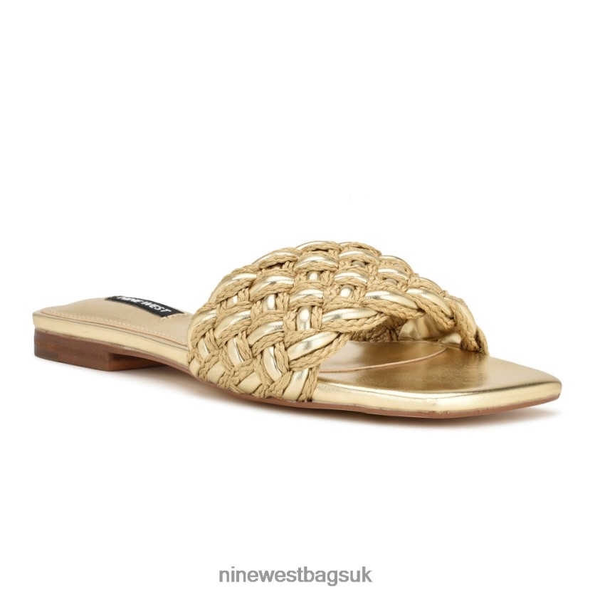 Nine West Maci Flat Slide Sandals RFX40B7 - Nine West UK Sale Gold