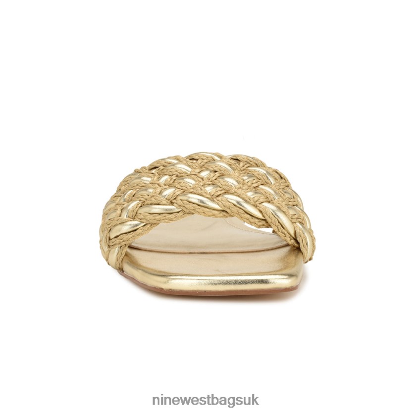 Nine West Maci Flat Slide Sandals RFX40B7 - Nine West UK Sale Gold