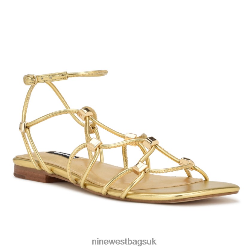 Nine West Majah Strappy Flat Sandals RFX40B17 - Nine West UK Gold