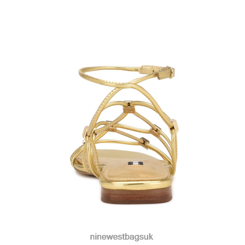 Nine West Majah Strappy Flat Sandals RFX40B17 - Nine West UK Gold